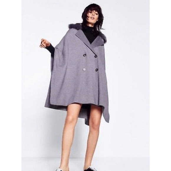 🆕️ NWT Zara Faux Fur Collar Cape/Poncho - Picture 1 of 8